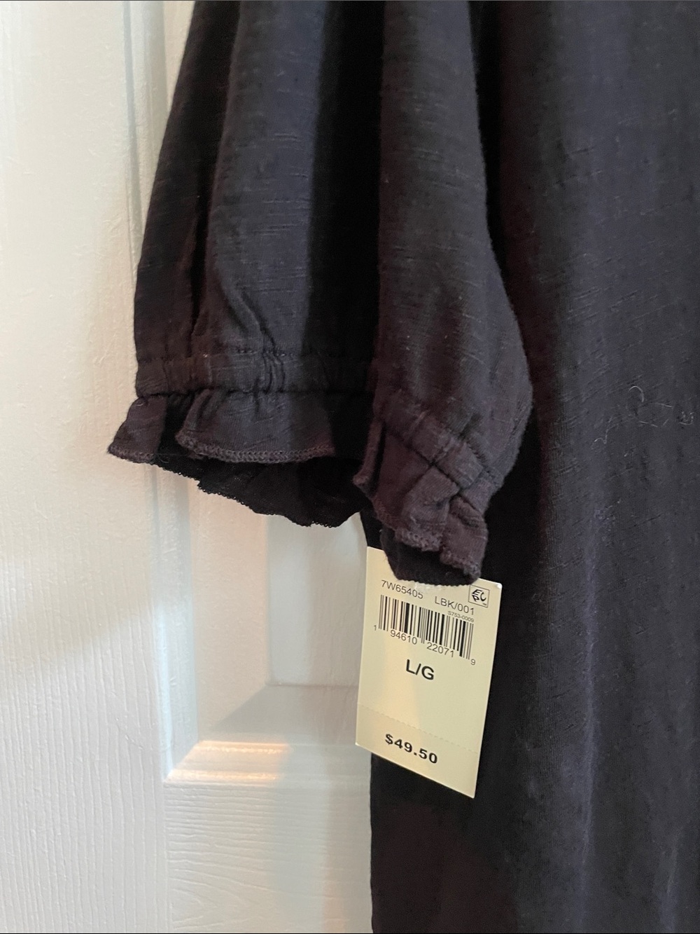 Lucky Brand Black Ruffle Collar Short Sleeve Button-Up Top NWT Size L - Picture 5 of 6